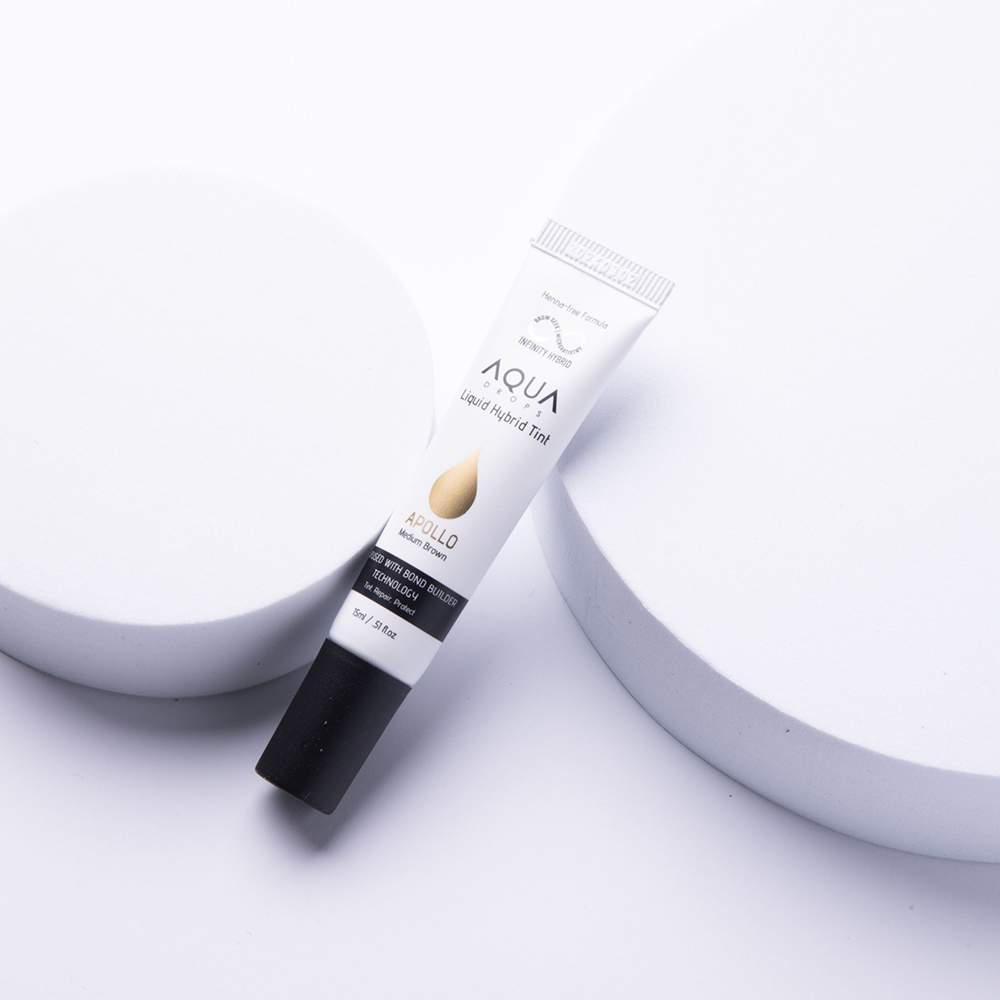 Aqua Drops® · Henna-Free Liquid Brow Tint · 15ml with Peptide Bond Builder - Apollo (Medioum Brown)